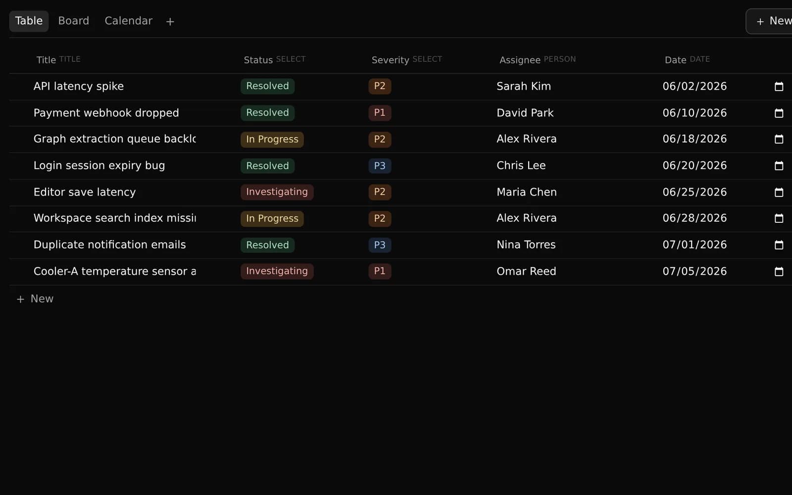 View it as a table. Flip to a board. Same data.