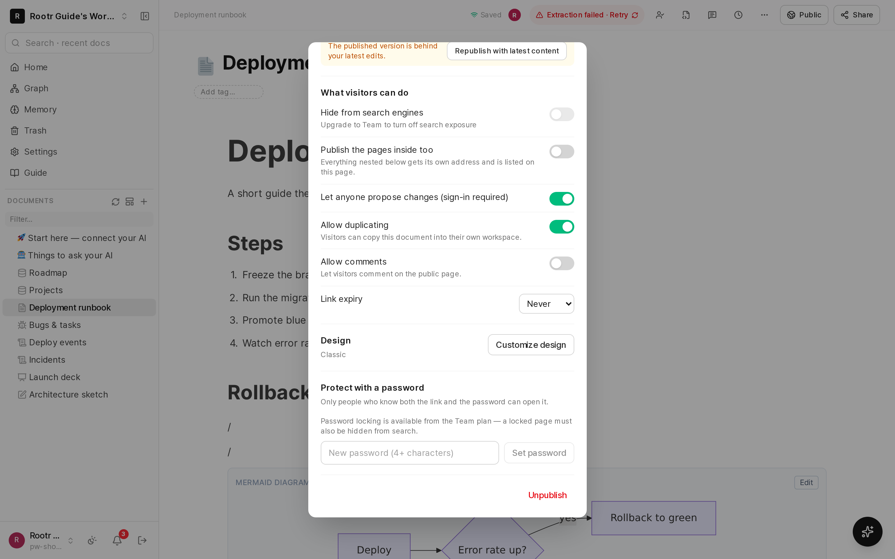 The public settings: password lock, allow duplicate, allow comments.